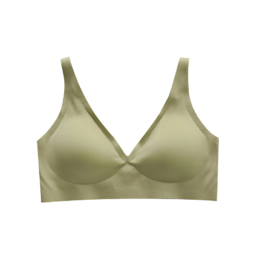 Chantelle's Secret green seamless bra with soft wireless design, offering all-day comfort and invisible support under clothing.
