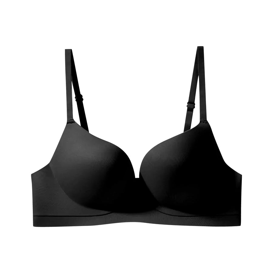 Chantelle's Secret Sculpting Wireless Seamless Bra in classic black, showcasing the sleek design and smooth silhouette for a versatile look.